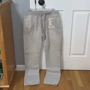 Grey Abercrombie and Fitch sweat pants.